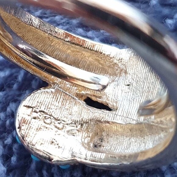 Amazing Precious Vintage 15K Yellow Gold & Turquoise Statement Ring - Picture 6 of 17